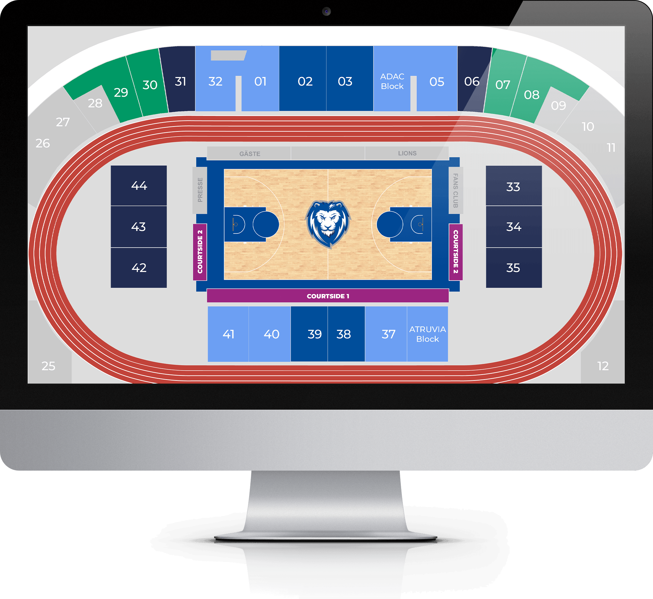 Saalplan der Europahalle mit den Ticketkategorien der Saison 2026/27