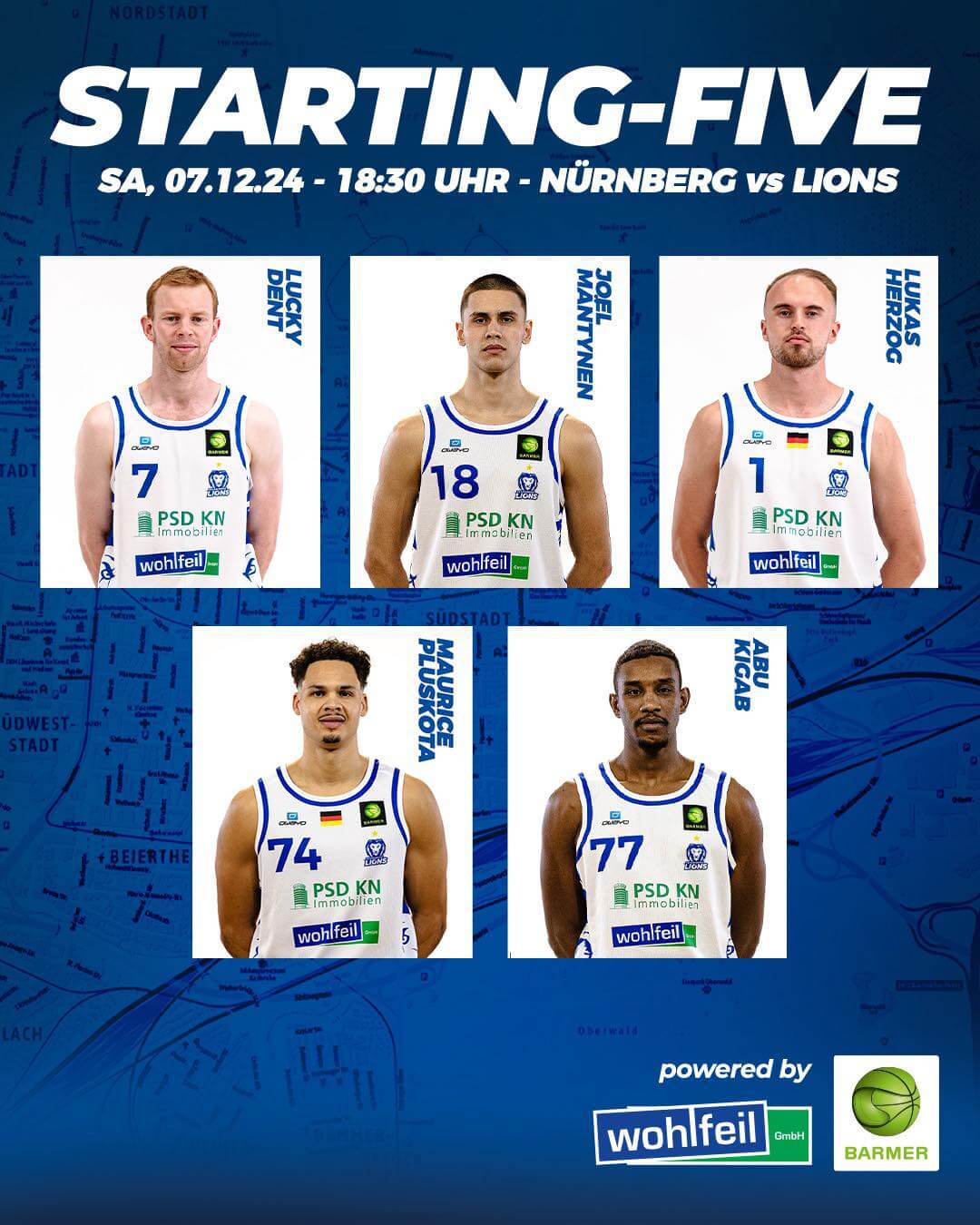 UNSERE STARTING-FIVE GEGEN NÜRNBERG