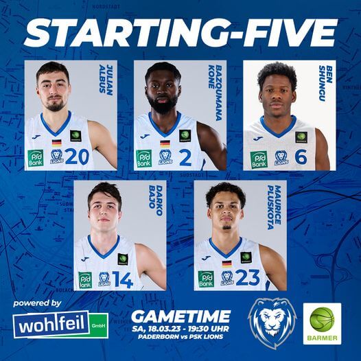 UNSERE STARTING-FIVE GEGEN PADERBORN